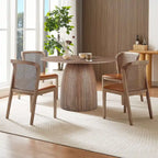 47,24 inch Dining Table for Dining Room 4-6 People Round Dinner Tables Mid-Century Modern Table with Wood Walnut