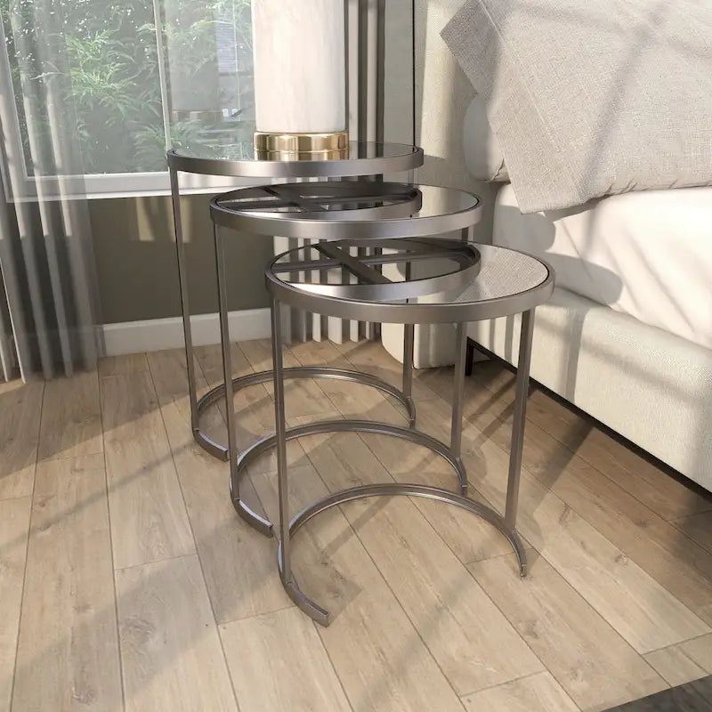 Black/Gold Metal Accent Tables (Pack of 3)