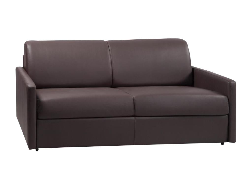 4-seater express convertible sofa in brown faux leather - 160 cm sleeping area - 18 cm mattress Laviecasa LTPM01260