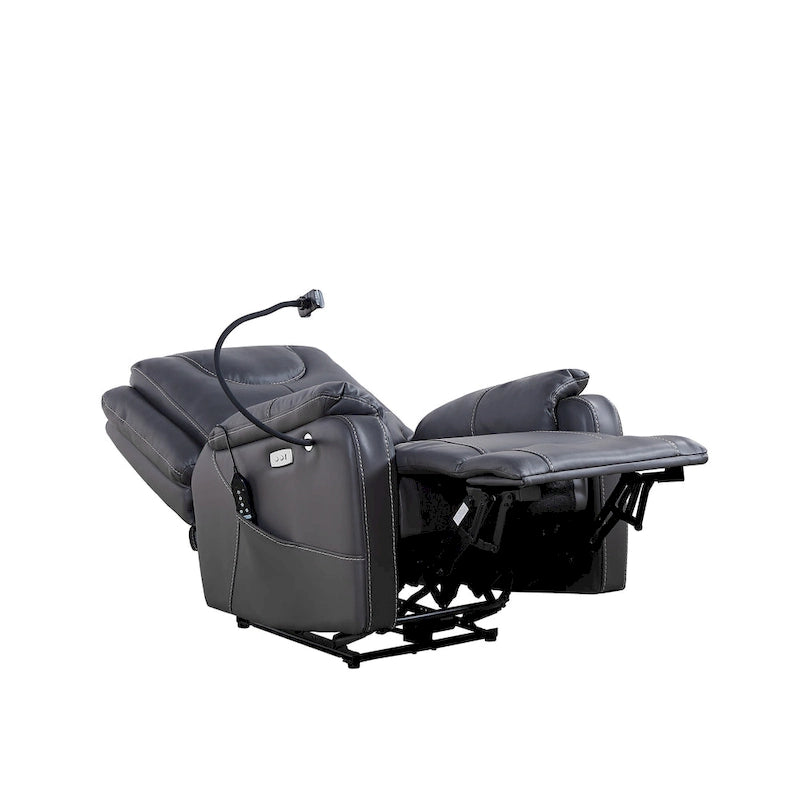Liyasi Zero Gravity Power Recliner with comfortable lying degree, Massage, Heating and Phone Holder, Side Pockets, USB Charge Po