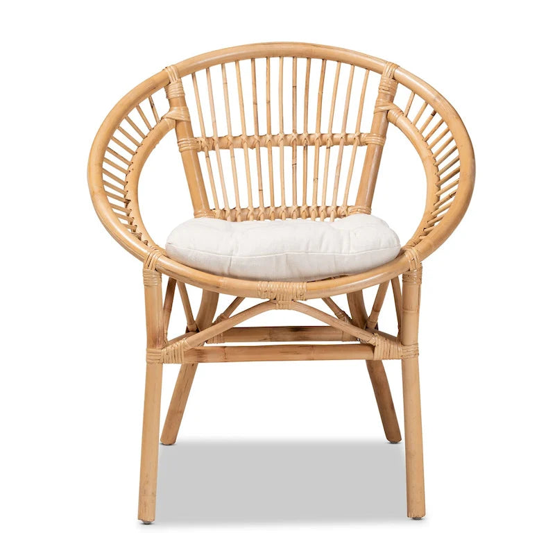 Adrina Modern Bohemian Natural Brown Rattan Dining Chair