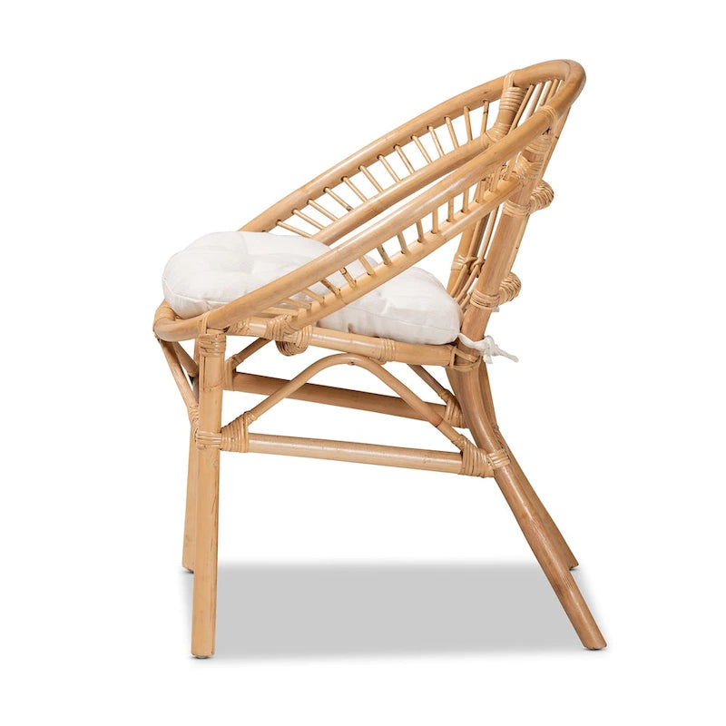 Adrina Modern Bohemian Natural Brown Rattan Dining Chair