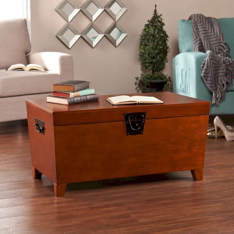 SEI Furniture Liatris Oak Wood Trunk Coffee Table and Set of 2 End Tables