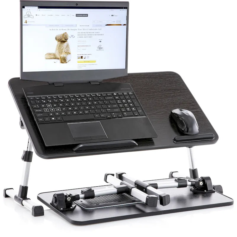 Husband Pillow - Lap Desk Wood Small Top - Fits Up to 17 Laptop - with Dual Cushion, Multifunctional Slot for Tablet