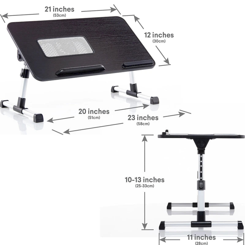 Husband Pillow - Lap Desk Wood Small Top - Fits Up to 17 Laptop - with Dual Cushion, Multifunctional Slot for Tablet
