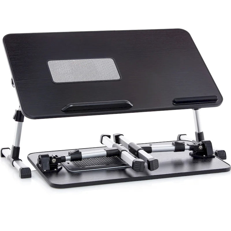 Husband Pillow - Lap Desk Wood Small Top - Fits Up to 17 Laptop - with Dual Cushion, Multifunctional Slot for Tablet