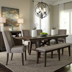 Double Bridge Dark Chestnut Optional 6 Piece Trestle Table Set