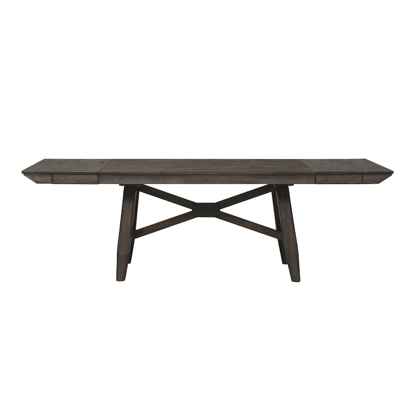 Double Bridge Dark Chestnut Optional 6 Piece Trestle Table Set