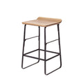 Conan Medium Brown Solid Wood Seat With Black Metal Frame Counter Stool - 15.0L x 16.0W x 25.0H