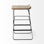 Conan Medium Brown Solid Wood Seat With Black Metal Frame Counter Stool - 15.0L x 16.0W x 25.0H