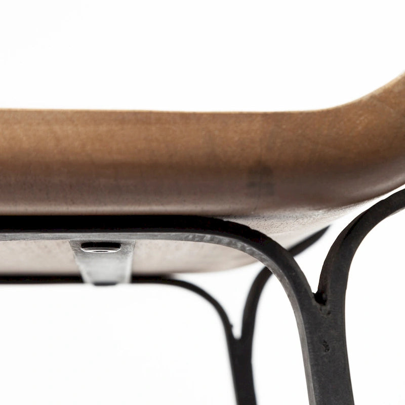 Conan Medium Brown Solid Wood Seat With Black Metal Frame Counter Stool - 15.0L x 16.0W x 25.0H