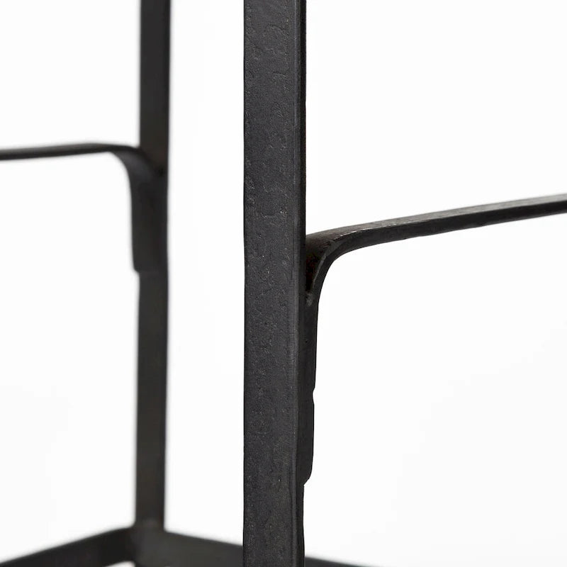 Conan Medium Brown Solid Wood Seat With Black Metal Frame Counter Stool - 15.0L x 16.0W x 25.0H