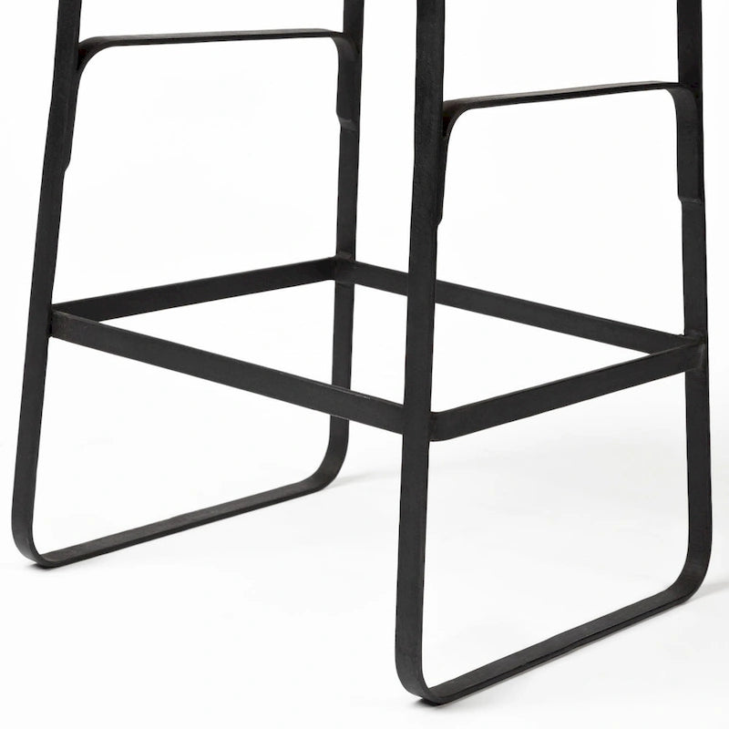 Conan Medium Brown Solid Wood Seat With Black Metal Frame Counter Stool - 15.0L x 16.0W x 25.0H