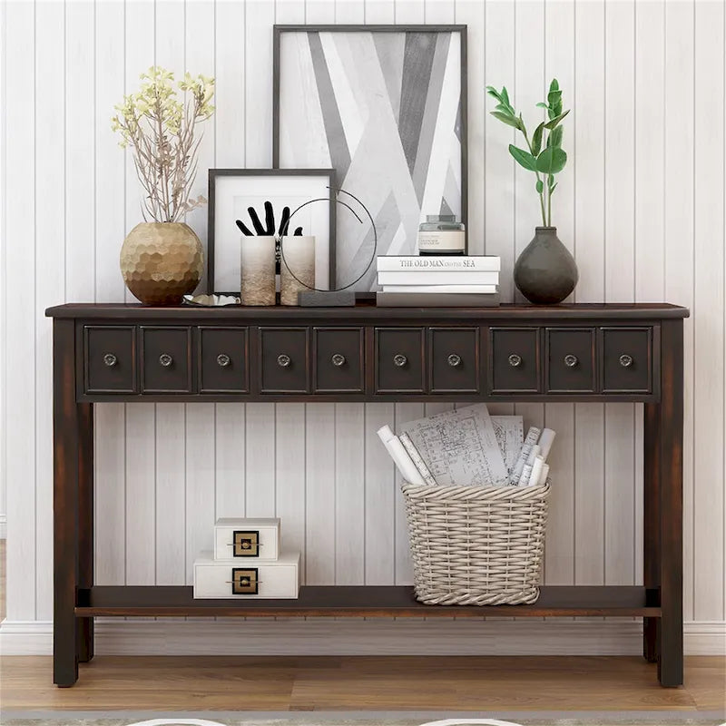 Harper & Bright Designs Rustic 4-drawers Long Entryway Console Table