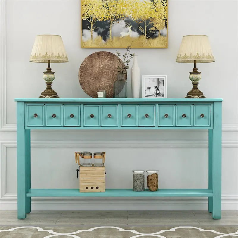 Harper & Bright Designs Rustic 4-drawers Long Entryway Console Table