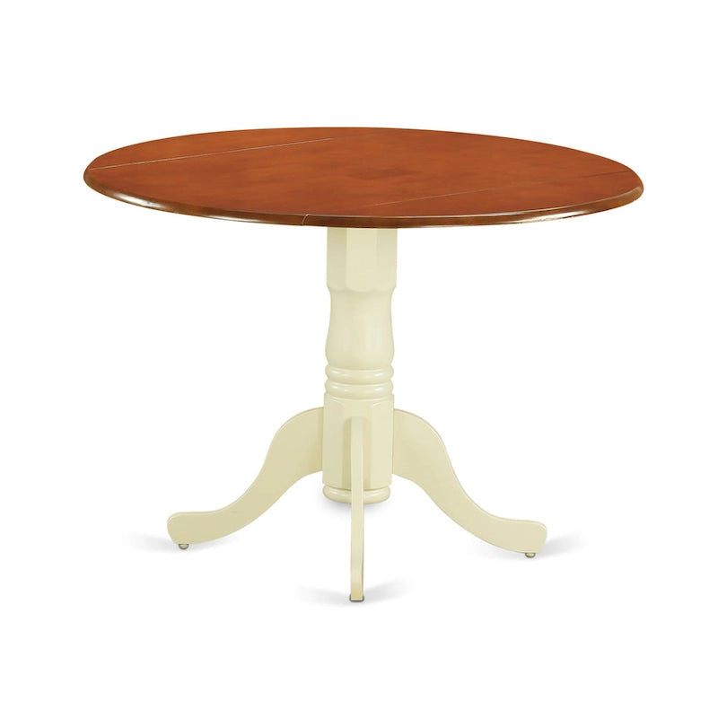 East West Furniture Dining Room Furniture Set- a Round Dining Table and Wood Seat Chairs, Buttermilk & Cherry (Pieces Options)