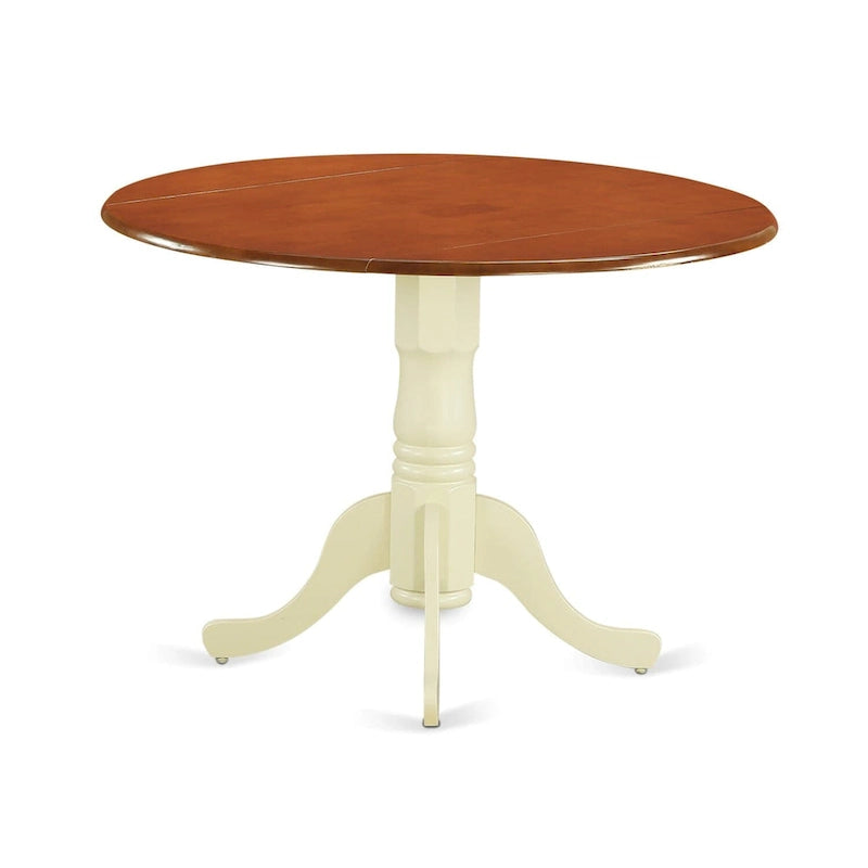 East West Furniture Dining Room Furniture Set- a Round Dining Table and Wood Seat Chairs, Buttermilk & Cherry (Pieces Options)