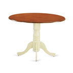 East West Furniture Dining Room Furniture Set- a Round Dining Table and Wood Seat Chairs, Buttermilk & Cherry (Pieces Options)
