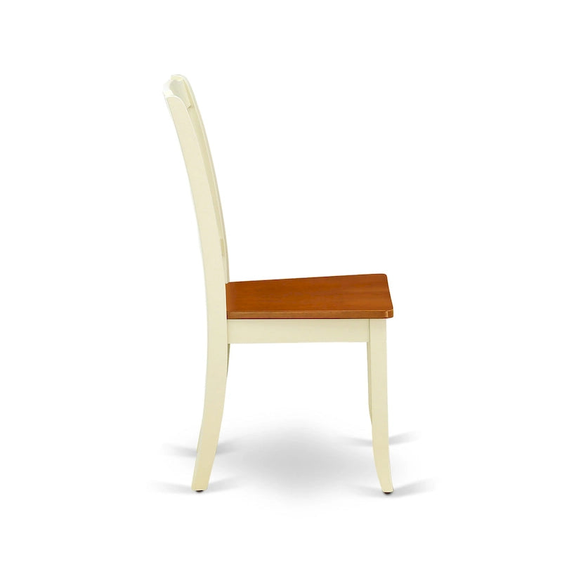 East West Furniture Dining Room Furniture Set- a Round Dining Table and Wood Seat Chairs, Buttermilk & Cherry (Pieces Options)