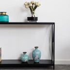 Triamine Board Cross Iron Frame Narrow Console Table