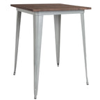 31.5 Square Metal Indoor Bar Height Table with Rustic Wood Top - 31.5W x 31.5D x 42H - 31.5W x 31.5D x 42H