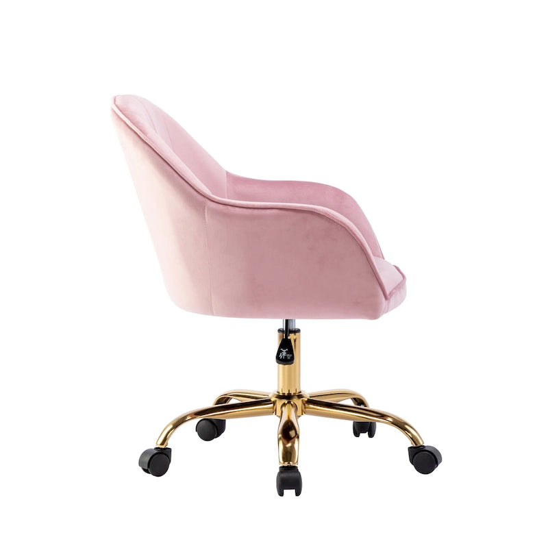Porthos Home Xenos Velvet Office Chair with Gold Chrome Base