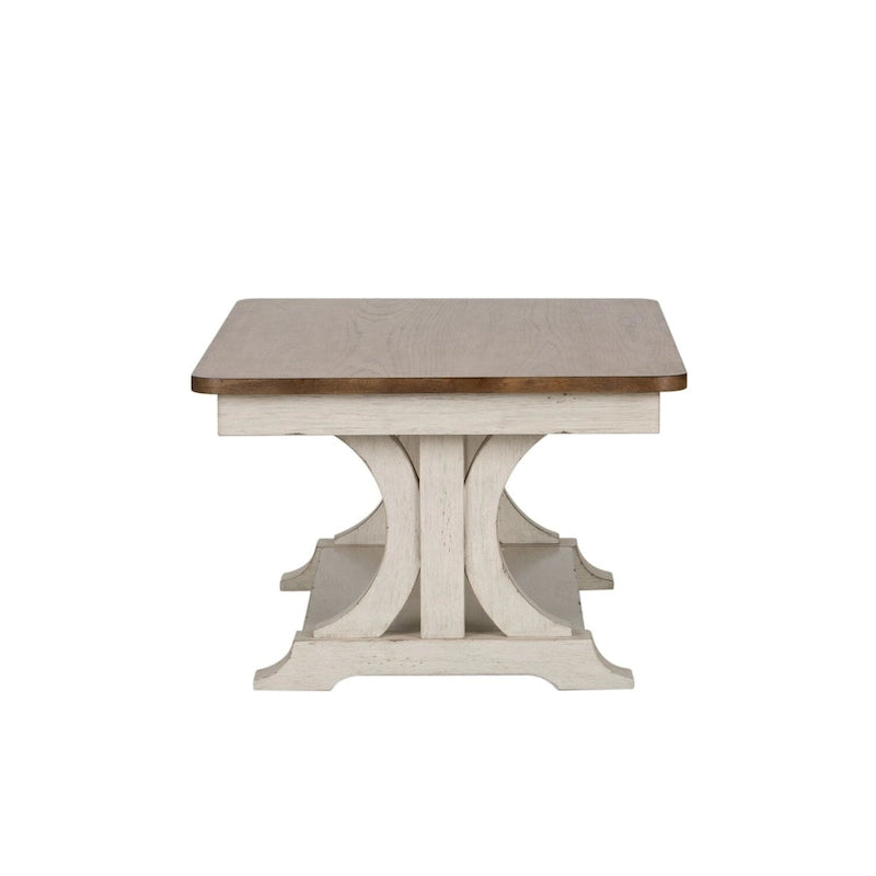 Farmhouse Reimagined Antique White with Chestnut Rectangular Cocktail Table