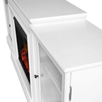 Frederick 72 Electric TV Stand Fireplace in White by Real Flame - 72L x 15.5W x 30H