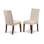 East West Furniture Kitchen Table Set- A Round Dining Room Table and Cream Linen Fabric Parson Chairs, Mahogany (Pieces Options)