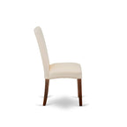 East West Furniture Kitchen Table Set- A Round Dining Room Table and Cream Linen Fabric Parson Chairs, Mahogany (Pieces Options)