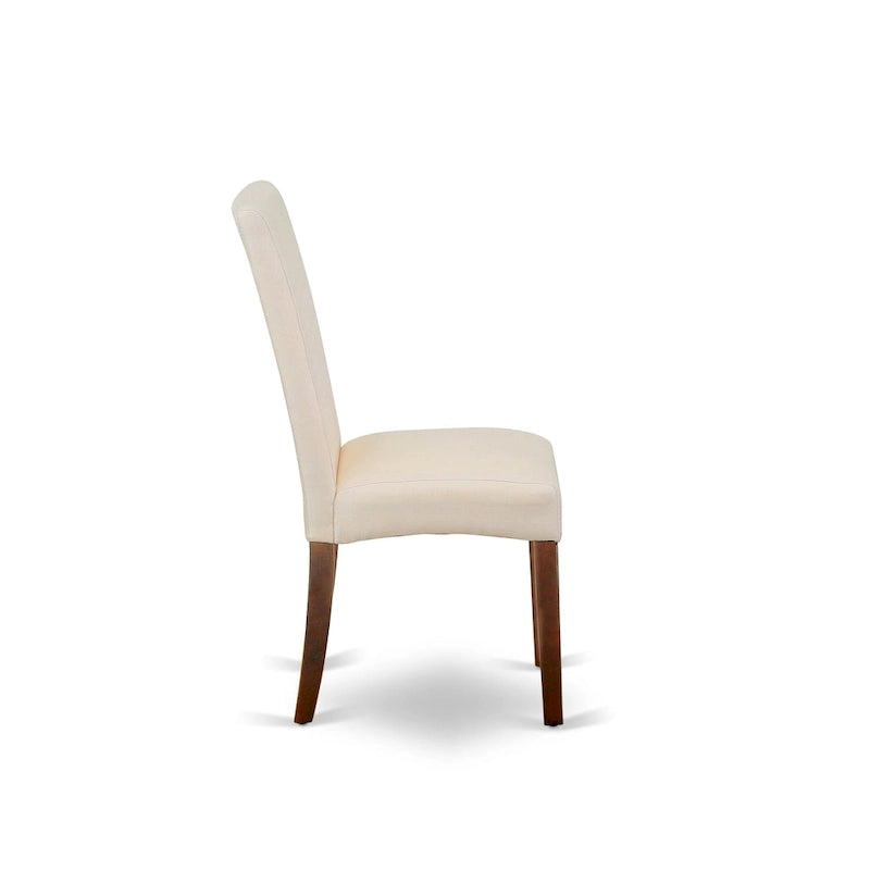 East West Furniture Kitchen Table Set- A Round Dining Room Table and Cream Linen Fabric Parson Chairs, Mahogany (Pieces Options)