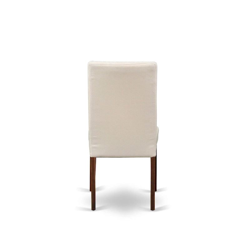 East West Furniture Kitchen Table Set- A Round Dining Room Table and Cream Linen Fabric Parson Chairs, Mahogany (Pieces Options)