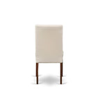 East West Furniture Kitchen Table Set- A Round Dining Room Table and Cream Linen Fabric Parson Chairs, Mahogany (Pieces Options)