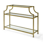 Crosley Aimee Glass/ Gold Finish Steel 3-tier Console Table