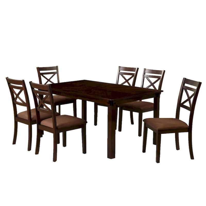 Wivo Contemporary Brown Solid Wood 7-Piece Dining Set by Furniture of America