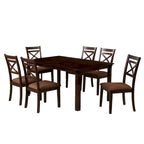 Wivo Contemporary Brown Solid Wood 7-Piece Dining Set by Furniture of America