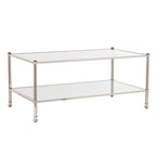 SEI Furniture Pullman Rectangle Mirrored Coffee Table with Glass Top and Shelf