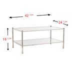 SEI Furniture Pullman Rectangle Mirrored Coffee Table with Glass Top and Shelf
