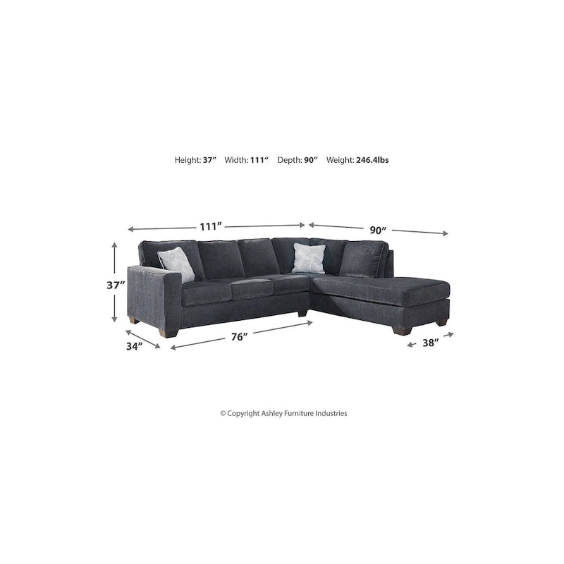 Signature Design by Ashley Altari 2-Piece Sleeper Sectional with Chaise - 110W x 90D x 37H