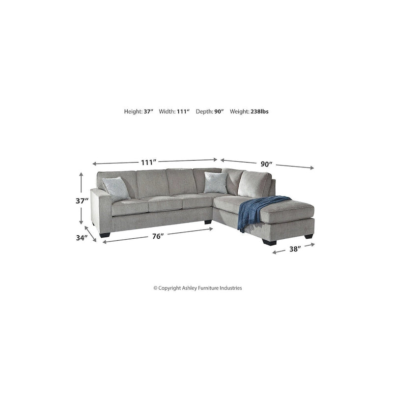 Signature Design by Ashley Altari 2-Piece Sleeper Sectional with Chaise - 110W x 90D x 37H