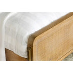 Stevie Sand Wash and Natural Cane Upholstered Panel Bed