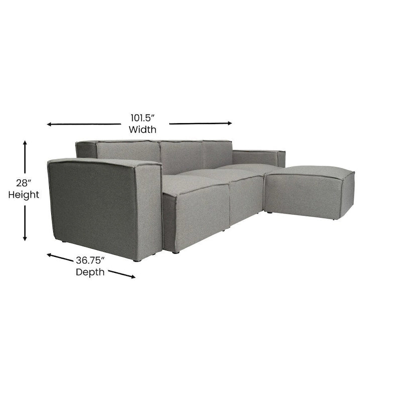 Contemporary 4 Piece Modular Sectional Sofa with Ottoman
