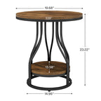 Round Side Table White Gold End Table 2-Tier End Table Modern Bedside Table Small Side Table with Storage for Living Room