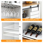 Farmhouse Wine Cabinet Kitchen Buffet with Wine Rack - 15.7D x 47.2W x 69.6H