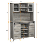 Farmhouse Wine Cabinet Kitchen Buffet with Wine Rack - 15.7D x 47.2W x 69.6H