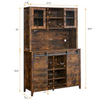Farmhouse Wine Cabinet Kitchen Buffet with Wine Rack - 15.7D x 47.2W x 69.6H