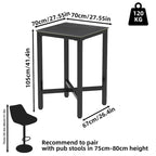 Bar Height 41.4 Dining Table - 27.55x27.55x41.4 inch