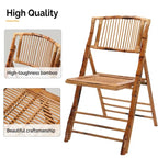 VINGLI Rattan Bamboo Dining Chair Folding Chair for Outdoor Indoor