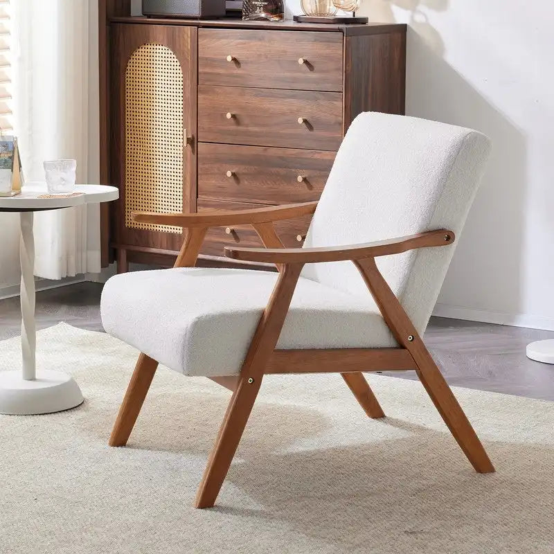 VINGLI Mid-Century Retro Modern Upholstered Lounge Chair Fabric Accent Chair Sturdy Wooden Frame Armchair