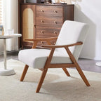VINGLI Mid-Century Retro Modern Upholstered Lounge Chair Fabric Accent Chair Sturdy Wooden Frame Armchair